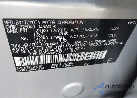 2016 Toyota Rav4 Hybrid Xle z USA, uszkodzony, nr VIN JTMRJREV3GD047328